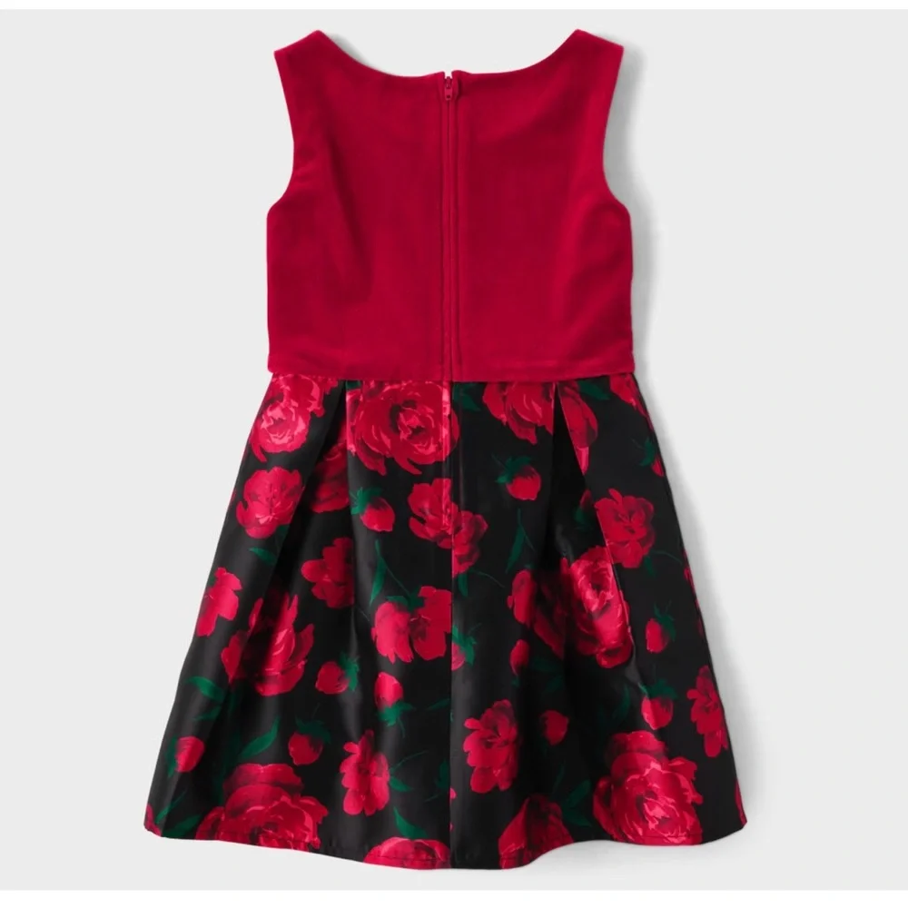 Children’s Place Velvet and taffeta Floral dress. Size 8